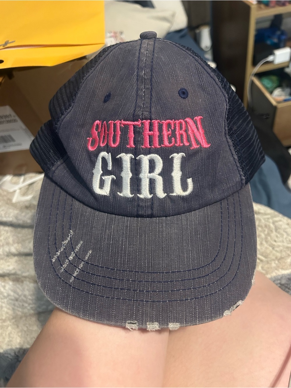 Womens Ponytail Cap Southern Girl Mesh Hat